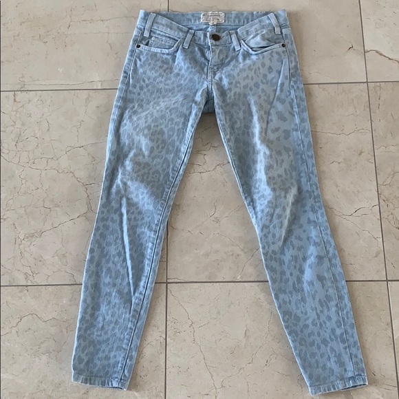 Current Elliot Blue Stiletto Leopard Jeans Size 24 - Picture 4 of 8